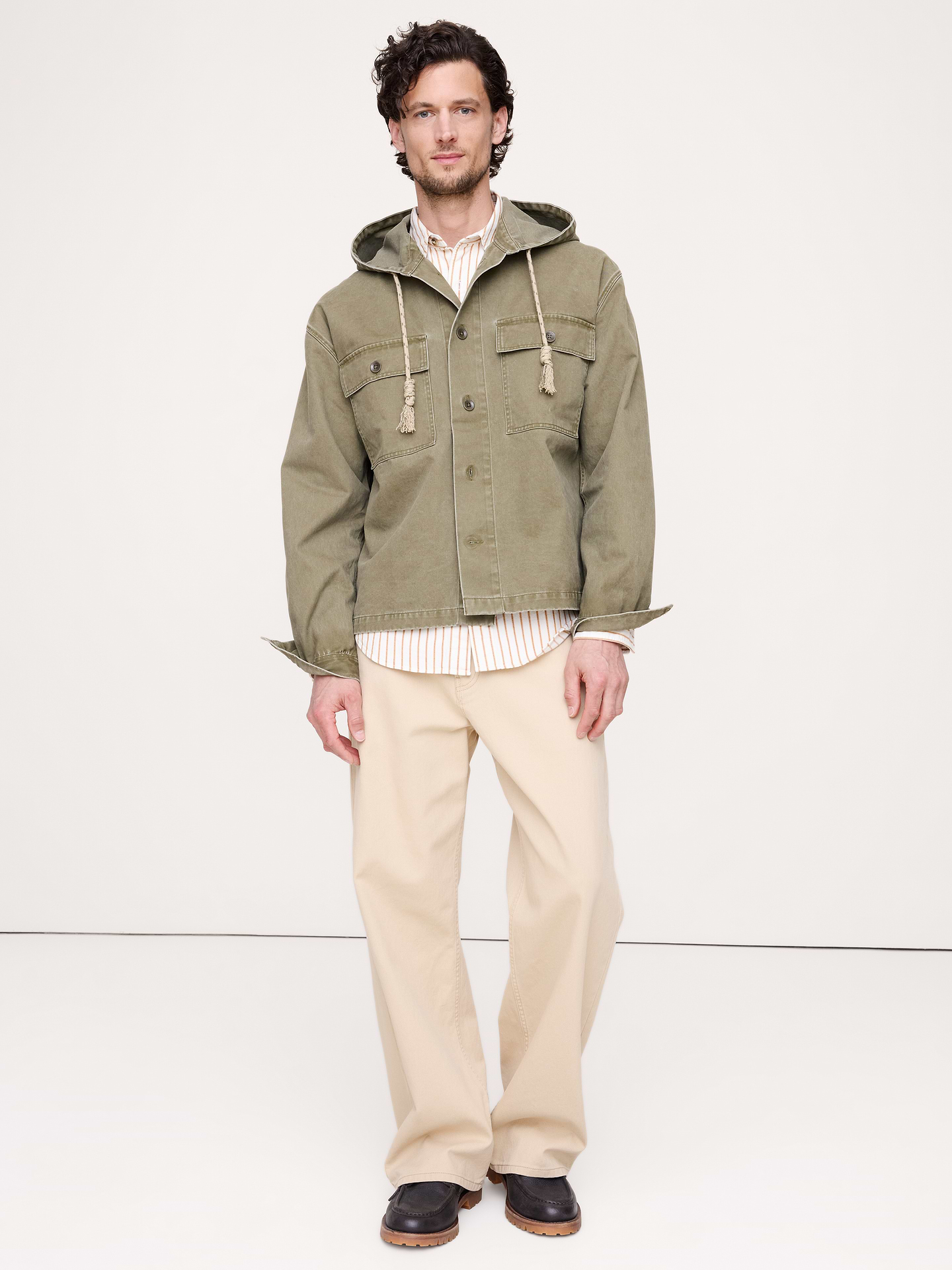 Image number 4 showing, Cotton Twill Hooded Overshirt