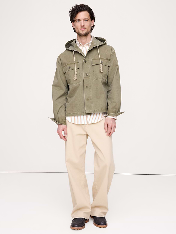 Cotton Twill Hooded Overshirt