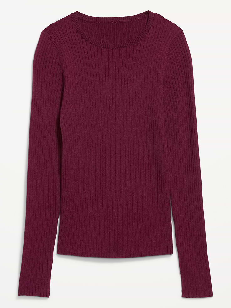 Image number 4 showing, Crew-Neck Long-Sleeve Ribbed Top