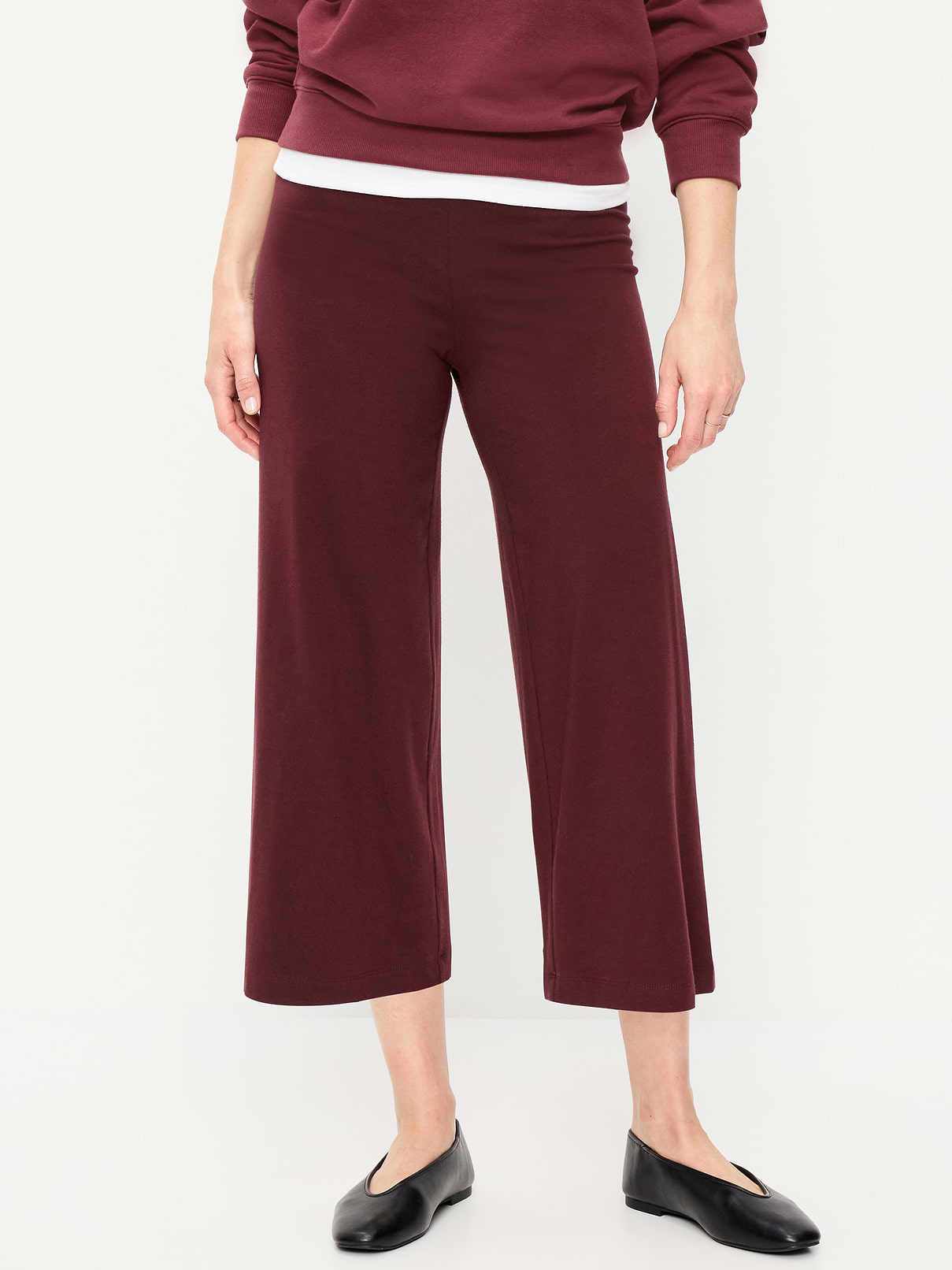 L'image numéro 2 présente Legging à jambe large à taille haute, longueur 3/4