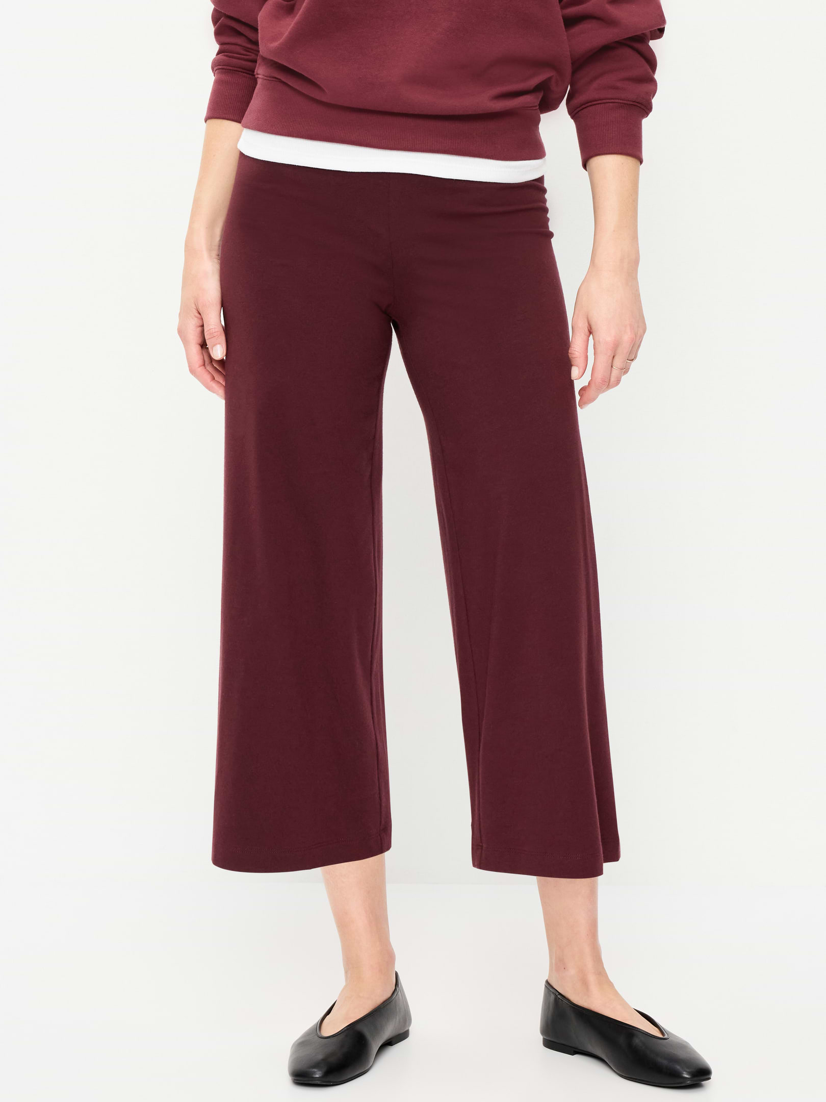 L'image numéro 2 présente Legging à jambe large à taille haute, longueur 3/4