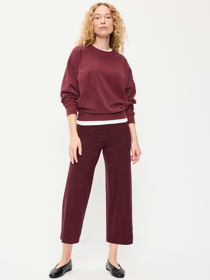 Image number 1 showing, High-Waisted Fashion Wide-Leg Cropped Leggings