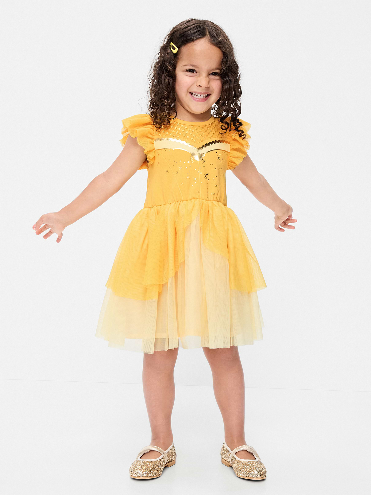Image 1 of 1, crew neck, flutter short sleeves, seamed waist, licensed graphic, flared tutu skirt, ©Disney, Product #896392
