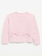 Image number 1 showing, Cozy Ribbed Bow-Pocket Cardigan Sweater for Toddler Girls