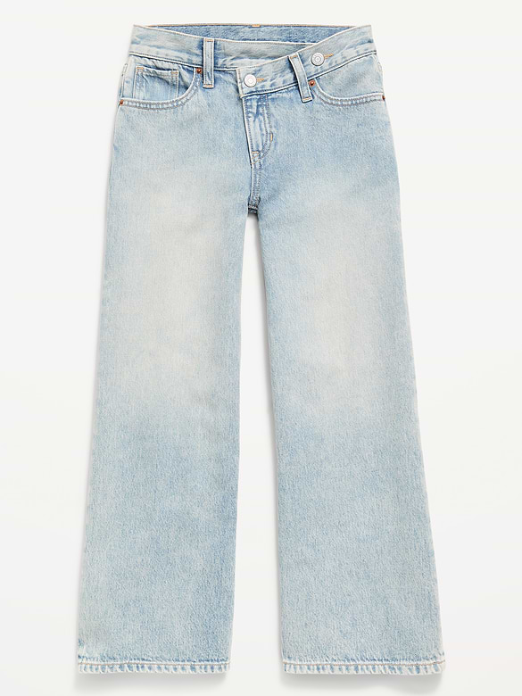 Jean à ceinture croisée coupe très généreuse à jambe large pour fille