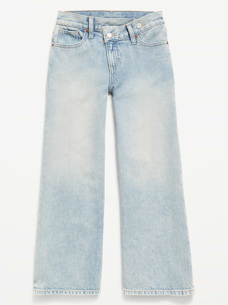 Image 4 of 5, Super Baggy Crossover Wide-Leg Jeans for Girls