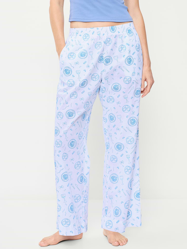 L'image numéro 1 présente Pantalon de pyjama à taille haute en popeline