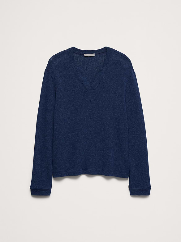 Marled Notch-Neck T-Shirt