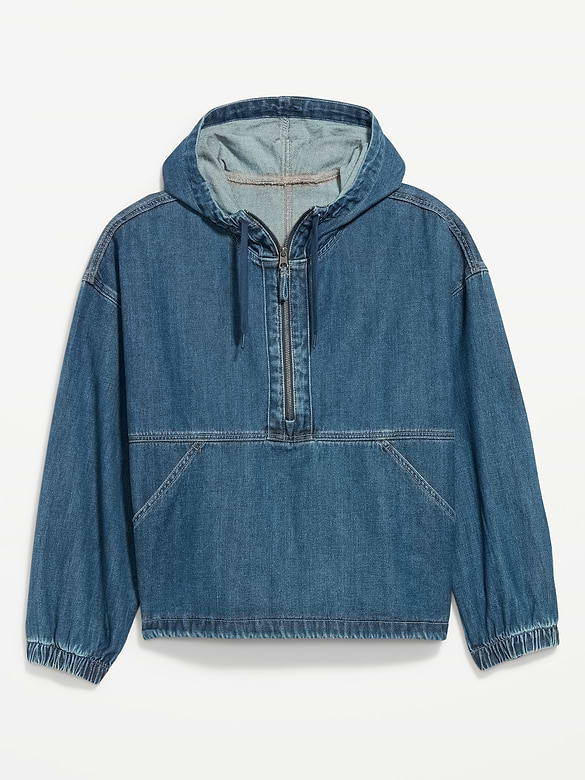 Denim Popover Hooded Jacket