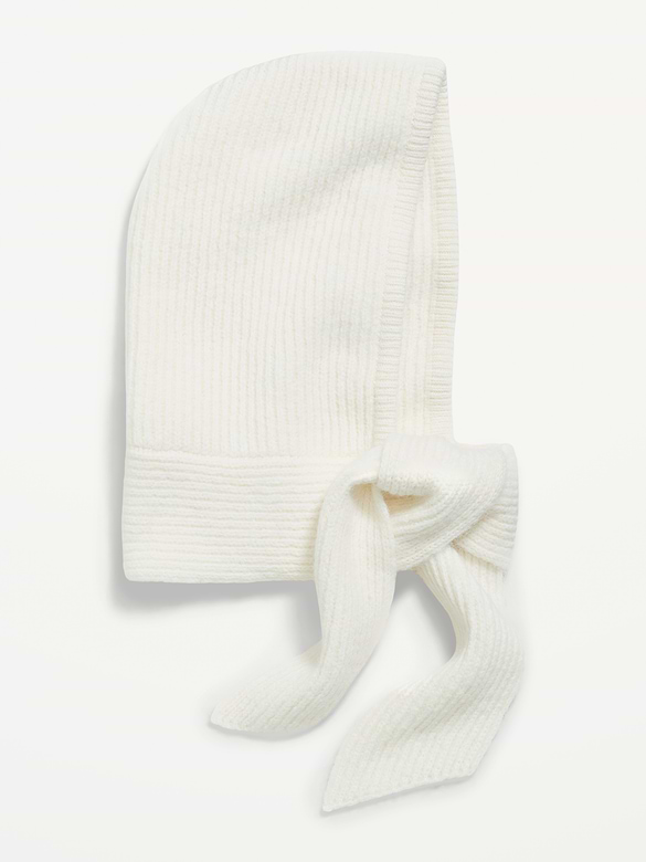 Bonnet en tricot côtelé à encolure nouée