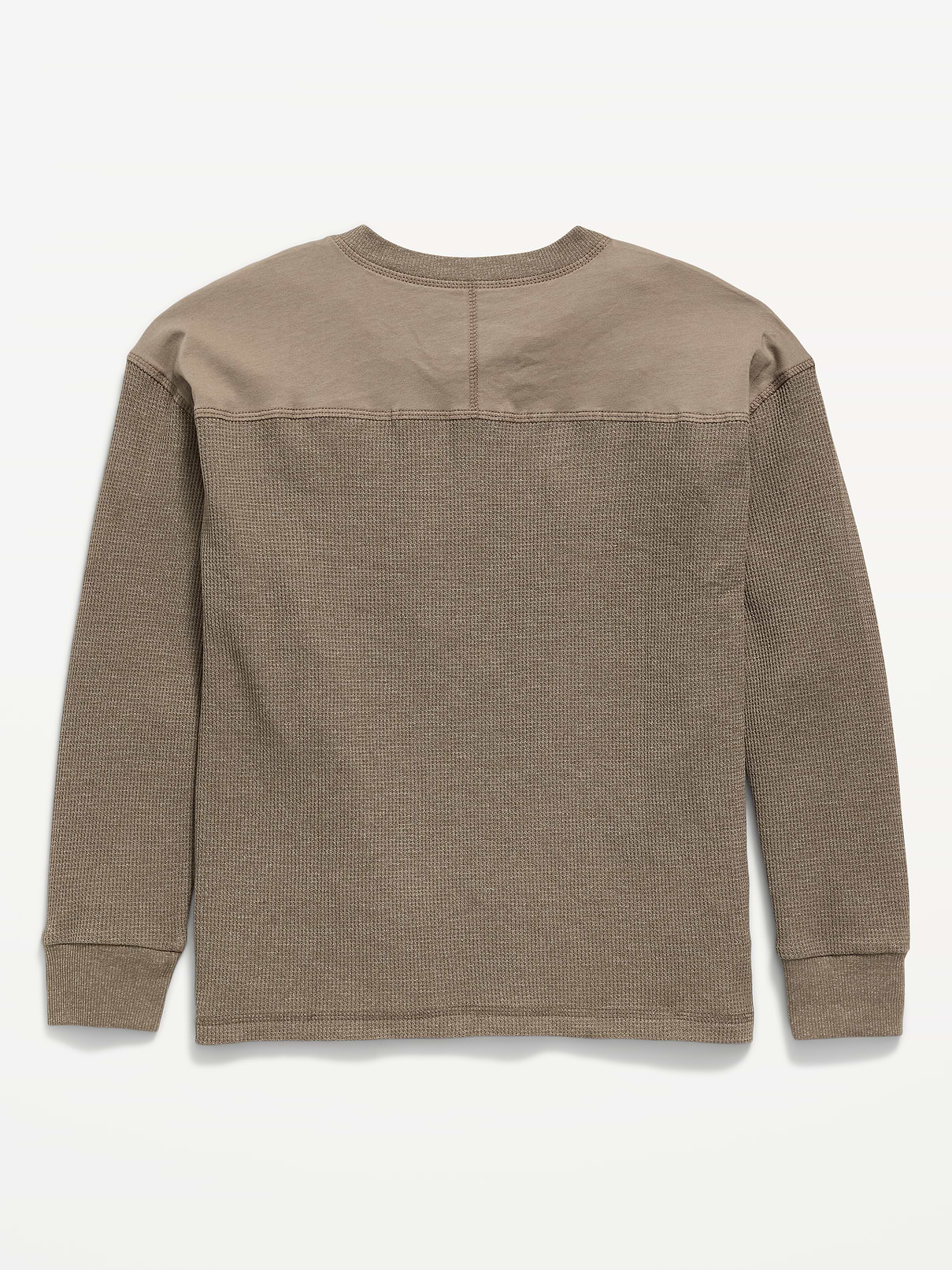 Image number 2 showing, Oversized Long-Sleeve Waffle Knit Henley T-Shirt for Boys