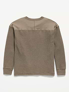 Image number 2 showing, Oversized Long-Sleeve Waffle Knit Henley T-Shirt for Boys