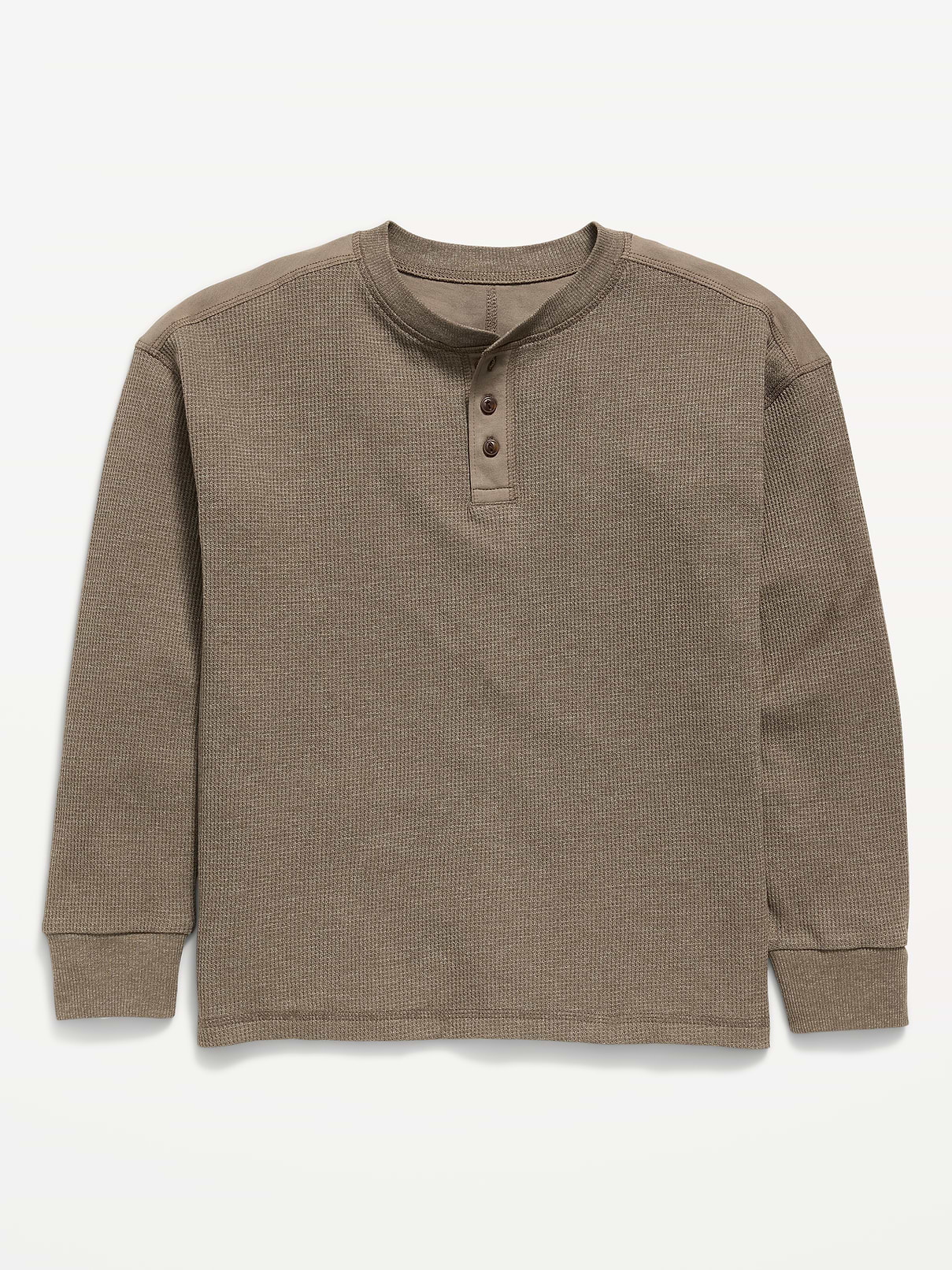 Image number 1 showing, Oversized Long-Sleeve Waffle Knit Henley T-Shirt for Boys