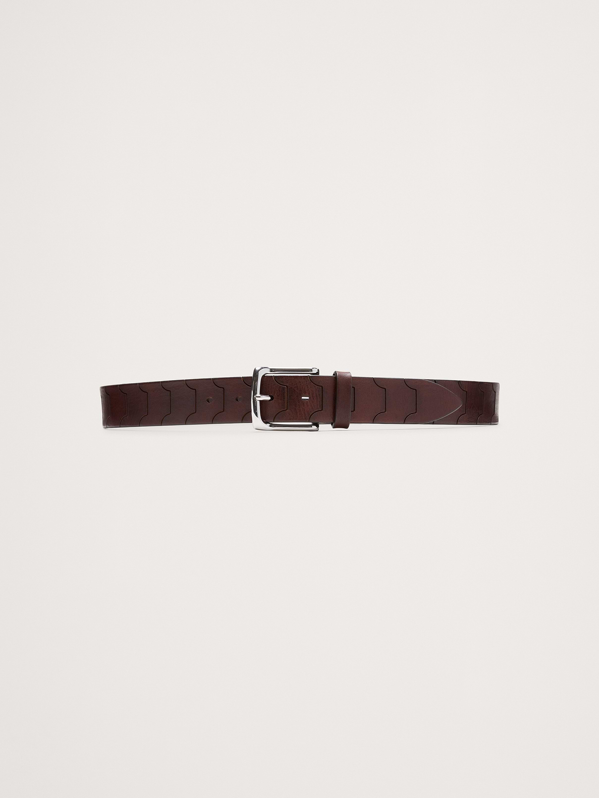 Geo Embossed Leather Belt