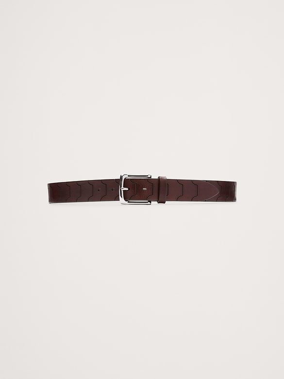 Ceinture en cuir repoussé à motifs géométriques