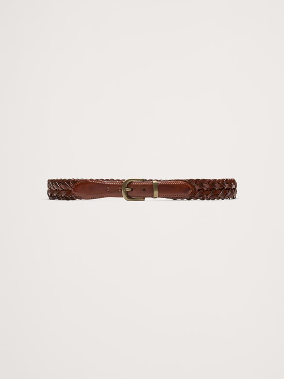 Ceinture en cuir tissé rétro