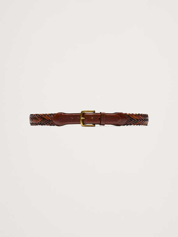Ceinture en cuir tressé tricolore