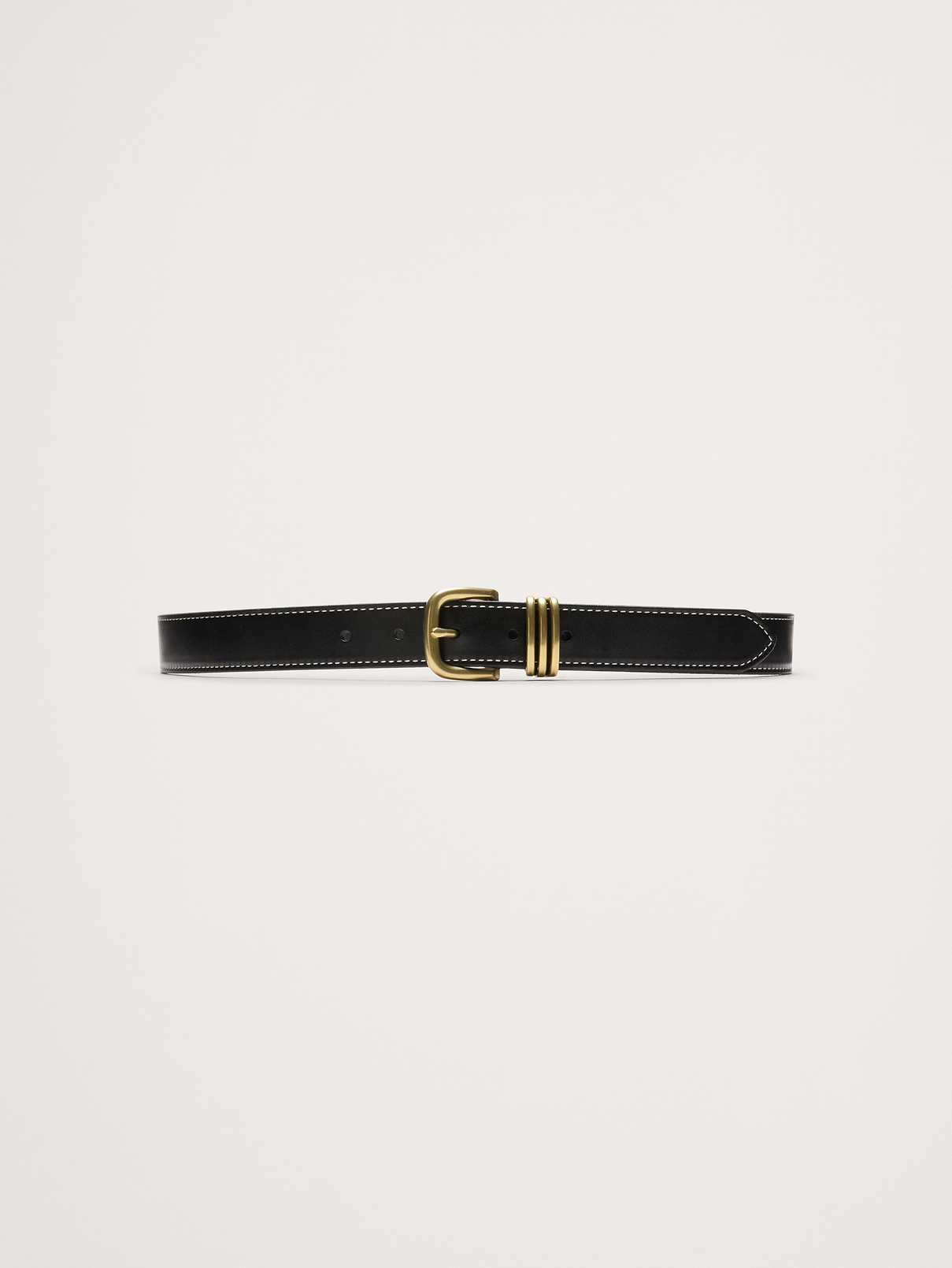 Western Leather Belt with Contrast Stitching