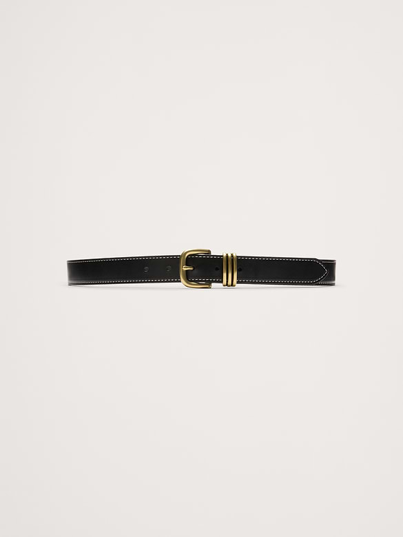 Ceinture western en cuir à coutures contrastantes