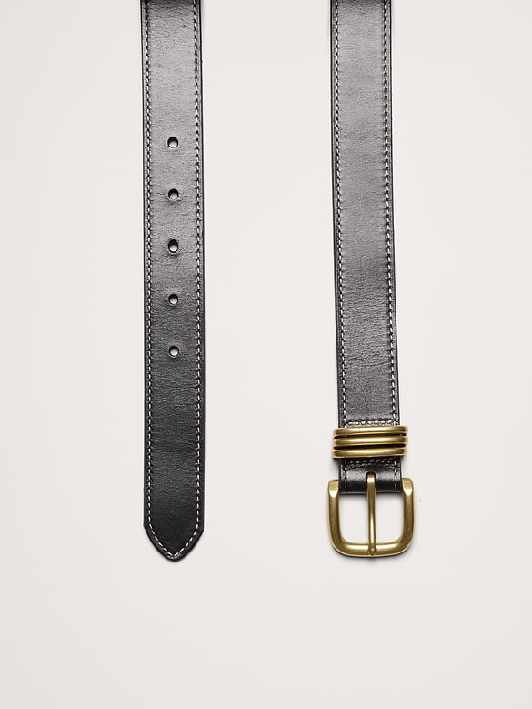 Ceinture western en cuir à coutures contrastantes