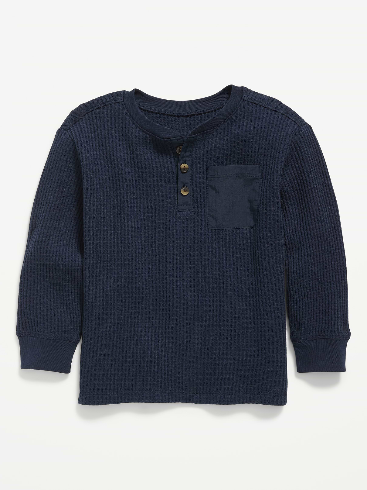 Image number 1 showing, Long-Sleeve Waffle Knit Henley T-Shirt for Toddler Boys