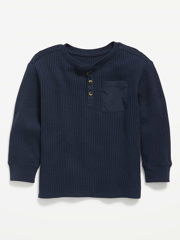Long-Sleeve Waffle Knit Henley T-Shirt for Toddler Boys