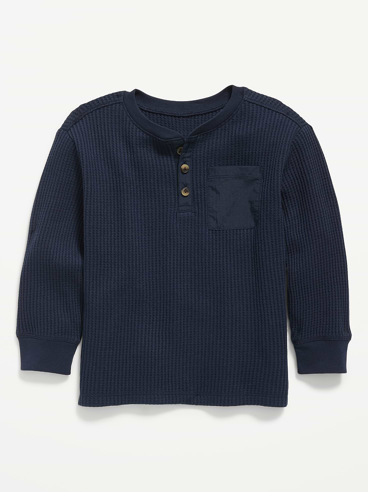 Image 1 of 1, crew neck, long sleeves, three-button placket, patch pocket at chest, Product #908154