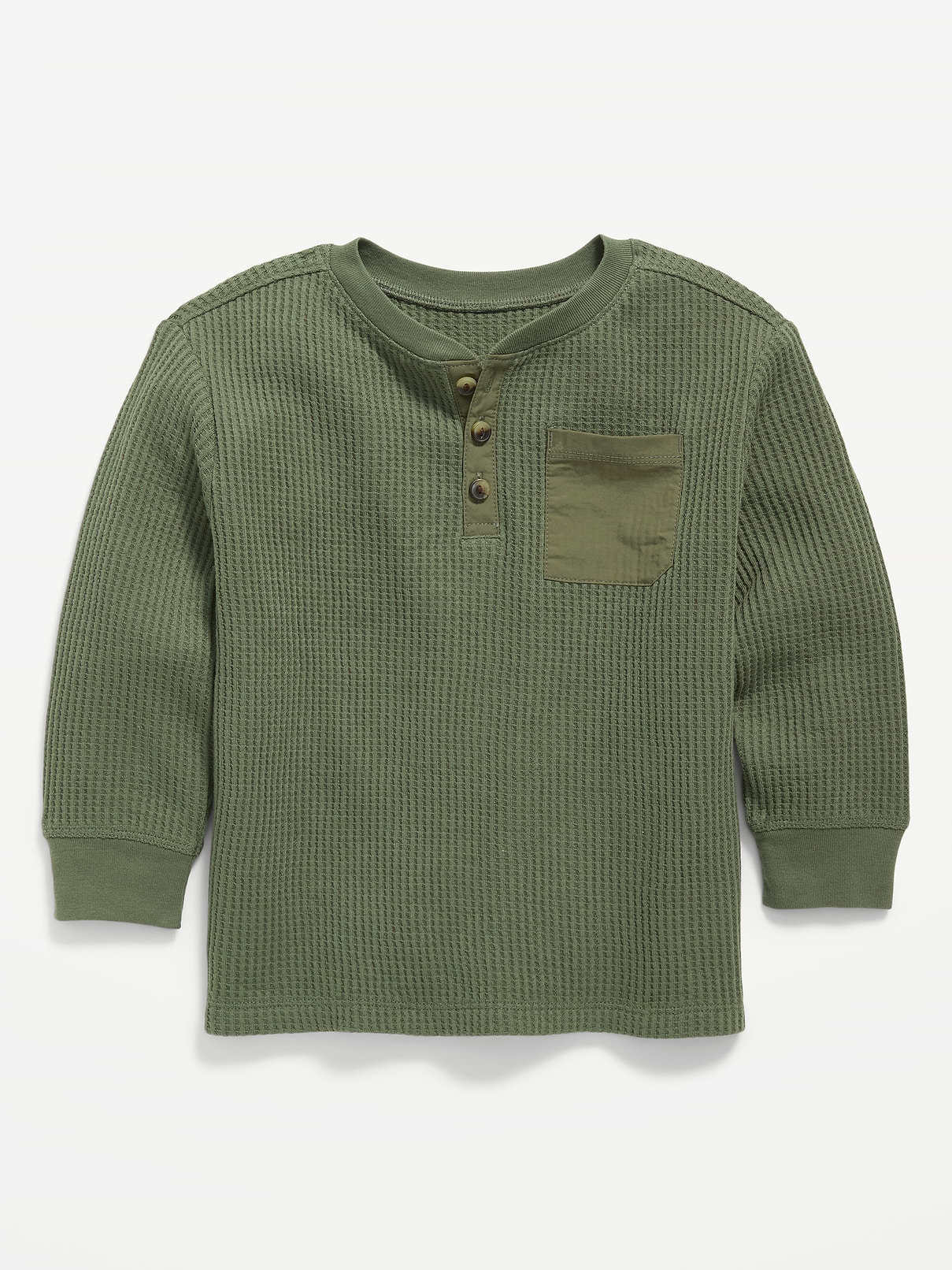 Image number 1 showing, Long-Sleeve Waffle Knit Henley T-Shirt for Toddler Boys