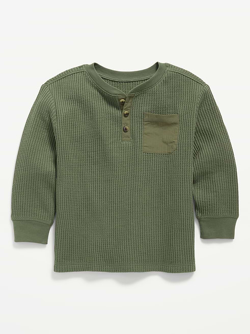 Long Long-Sleeve Waffle Knit Henley T-Shirt for Toddler Boys on clearance at Old Navy — 40% off