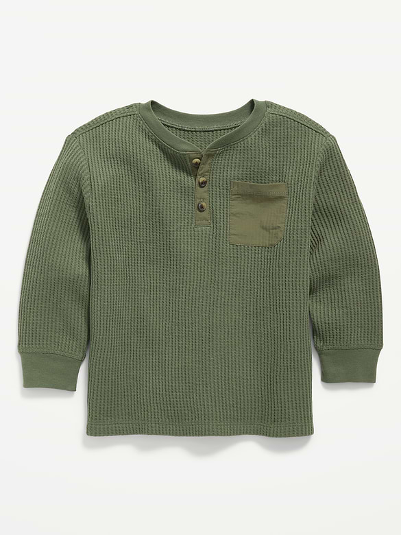 Long-Sleeve Waffle Knit Henley T-Shirt for Toddler Boys
