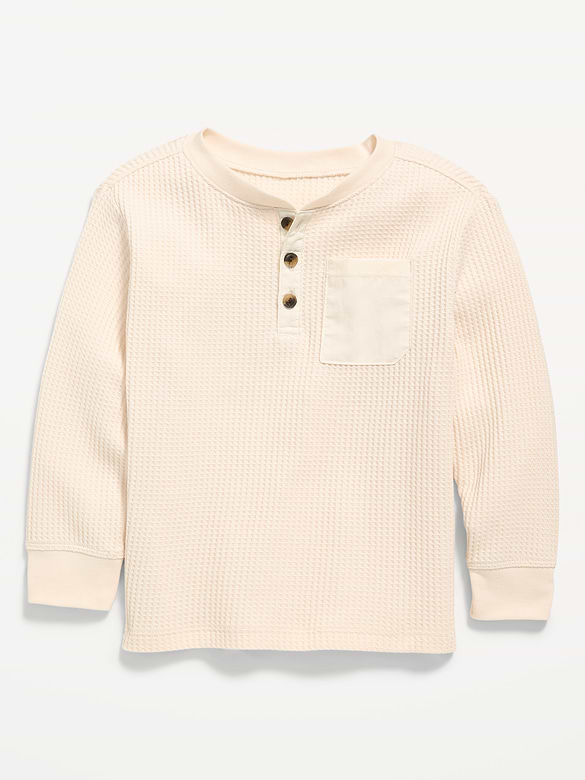 Long-Sleeve Waffle Knit Henley T-Shirt for Toddler Boys