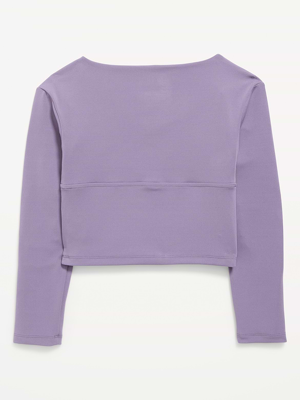 StudioSmooth Long-Sleeve Wrap-Front Top for Girls
