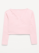 Image number 1 showing, StudioSmooth Long-Sleeve Wrap-Front Top for Girls