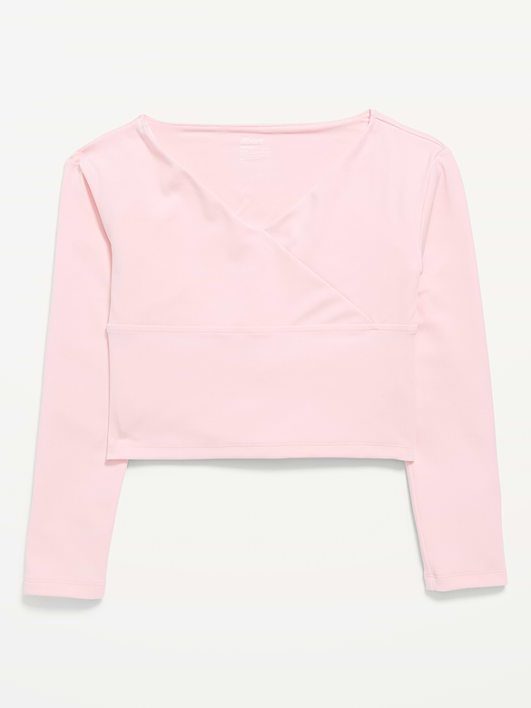 StudioSmooth Long-Sleeve Wrap-Front Top for Girls