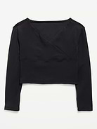 Image number 1 showing, StudioSmooth Long-Sleeve Wrap-Front Top for Girls