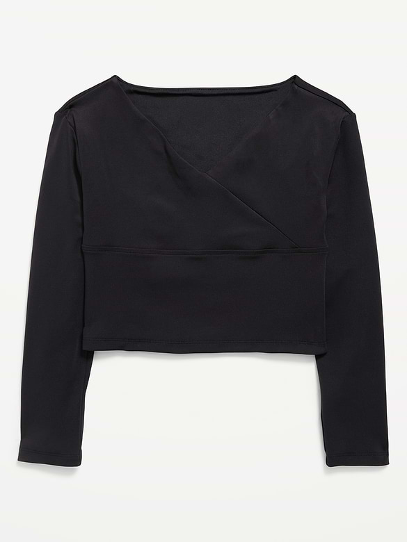 StudioSmooth Long-Sleeve Wrap-Front Top for Girls