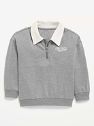 Image number 1 showing, Oversized Logo Graphic Collared French Terry Quarter-Zip for Toddler Boys