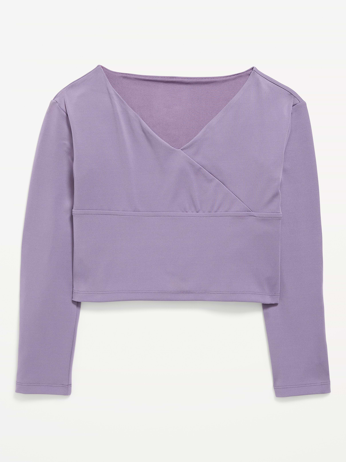 Image number 1 showing, StudioSmooth Long-Sleeve Wrap-Front Top for Girls