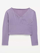 Image number 1 showing, StudioSmooth Long-Sleeve Wrap-Front Top for Girls