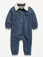 Image number 2 showing, Long-Sleeve Denim Jumpsuit for Baby