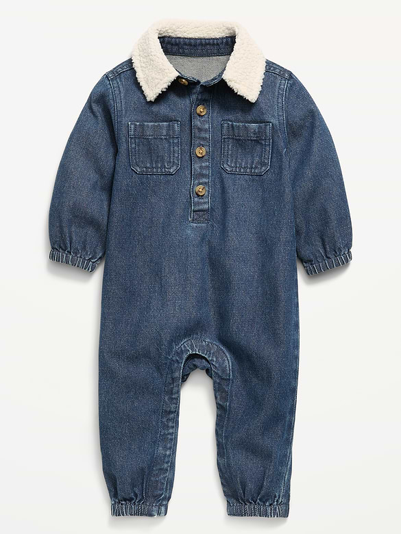 Combinaison en denim à manches longues pour bébé