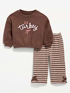 Image number 1 showing, Printed Ribbed Sweatshirt and Wide-Leg Pants Set for Baby