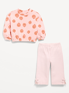 Image number 2 showing, Printed Ribbed Sweatshirt and Wide-Leg Pants Set for Baby