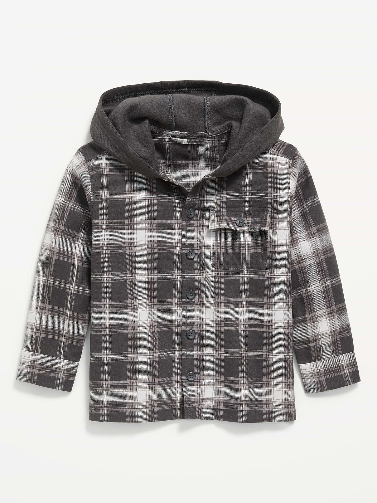 Image number 1 showing, Long-Sleeve Hooded Flannel Shirt for Toddler Boys