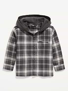 Image number 1 showing, Long-Sleeve Hooded Flannel Shirt for Toddler Boys