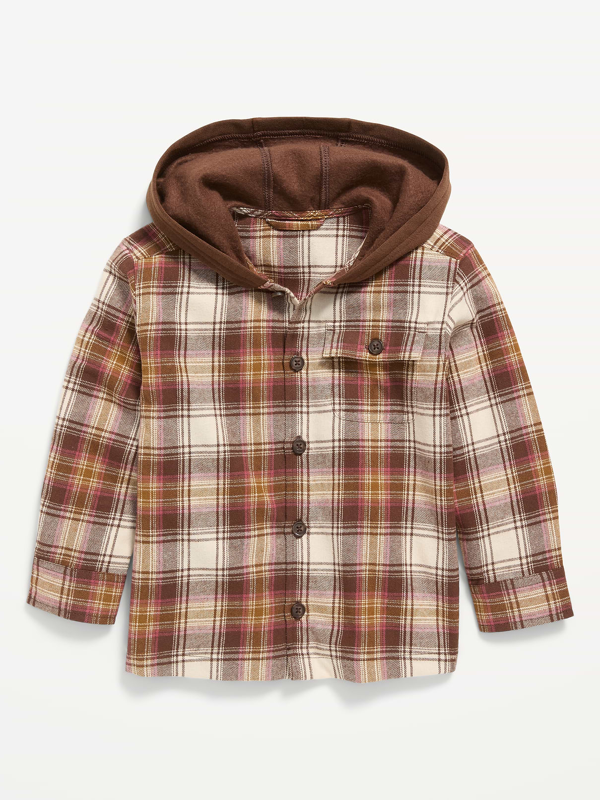 Image number 1 showing, Long-Sleeve Hooded Flannel Shirt for Toddler Boys