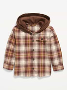 Image number 1 showing, Long-Sleeve Hooded Flannel Shirt for Toddler Boys