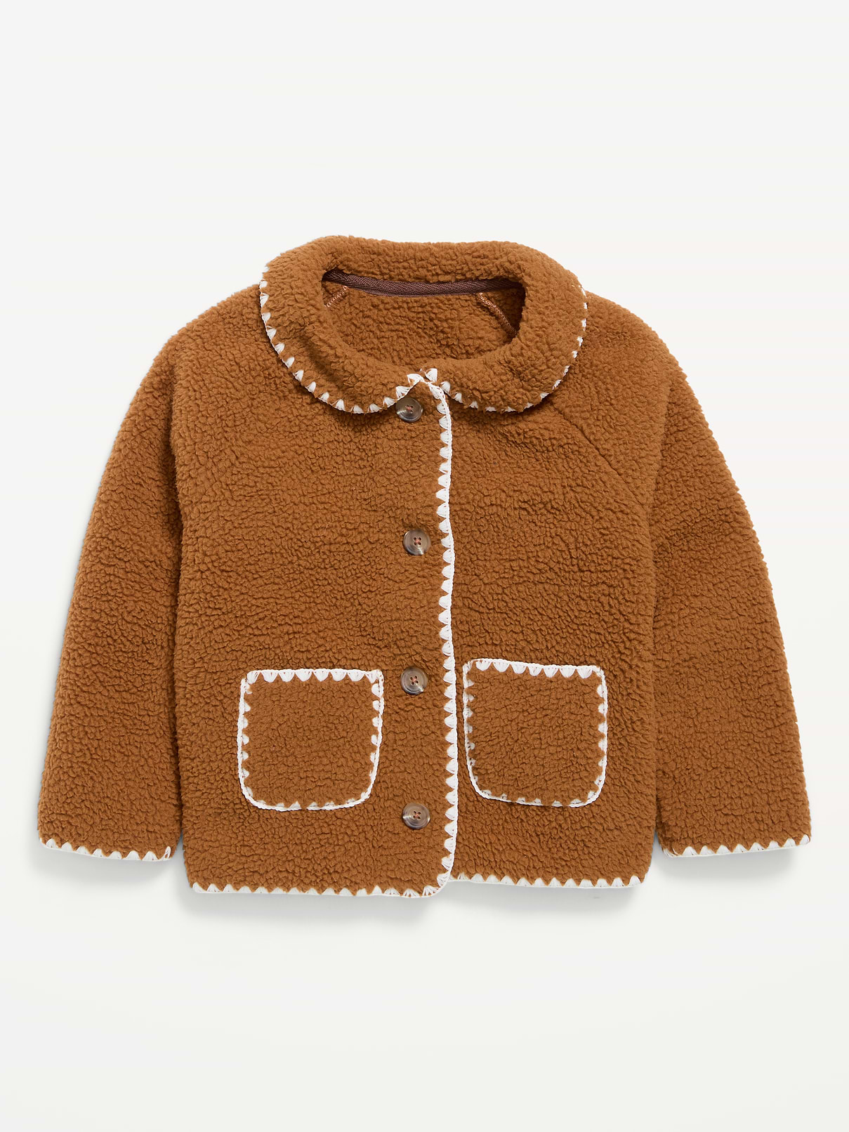 Image number 1 showing, Collared Sherpa Jacket for Toddler Girls