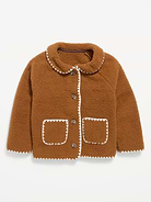 Image number 1 showing, Collared Sherpa Jacket for Toddler Girls