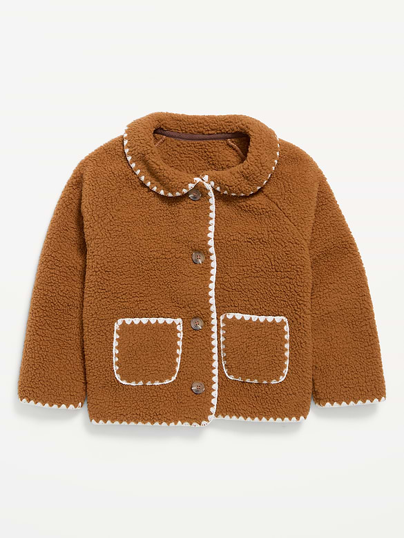 Collared Sherpa Jacket for Toddler Girls